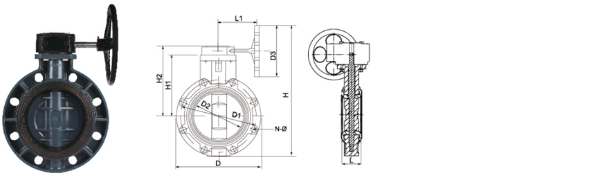 SCH8O/DIN UPVC/CPVC Gear Butterfly Valve